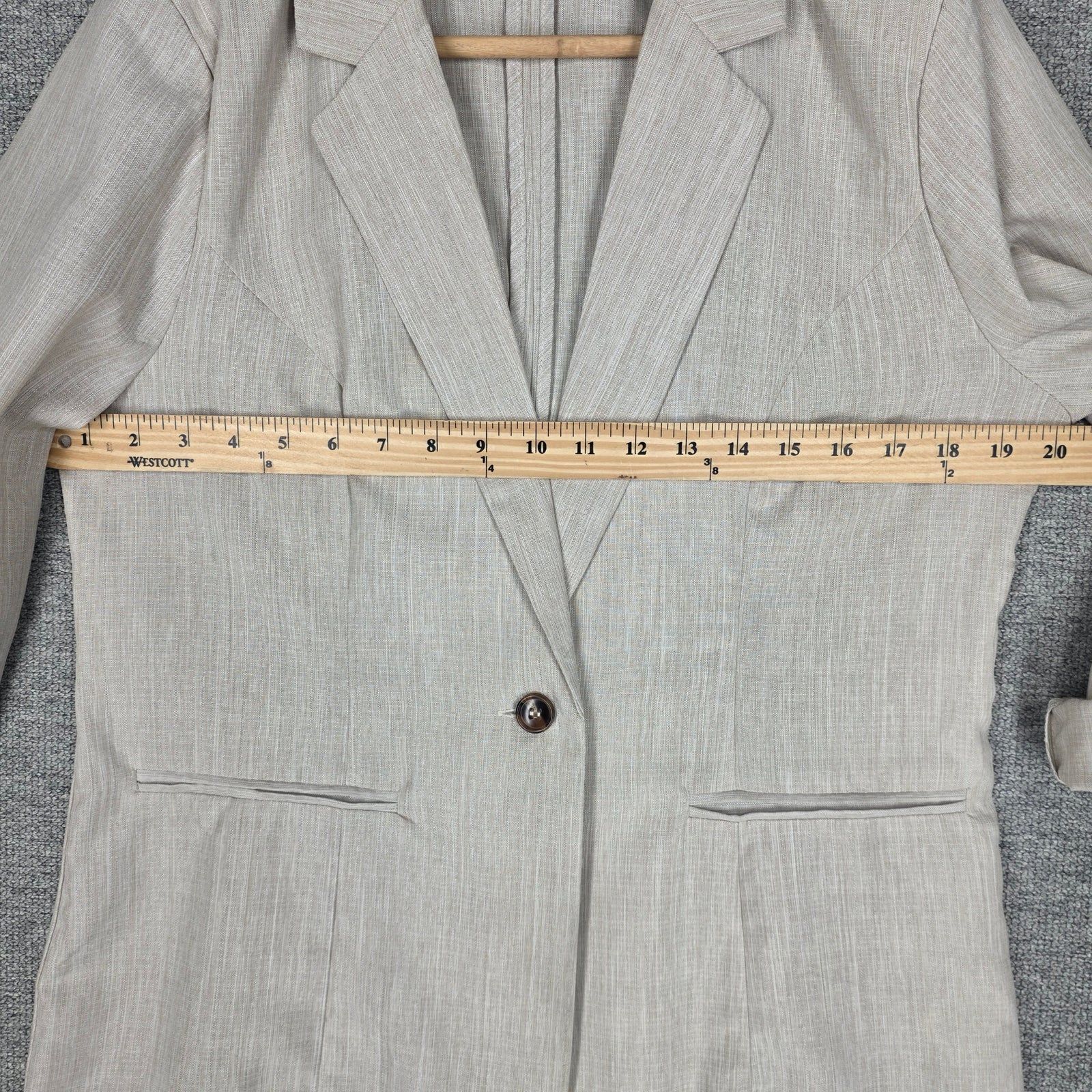 Milk & Honey Textured Rollsleeve Casual Blazer Cream Women’s Large — image 3 of 8